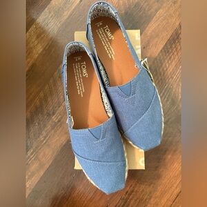 TOMS Denim Blue Canvas Slip-Ons